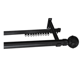 Design House 25 mm Curtain Pole and C-Track Black 1.5 m Window Accessorie Set – Steel Curtain Rod with Bracket and Glider