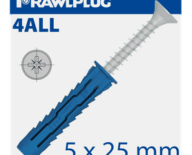 Rawlplug Universal Plugs and Screws Blue 5 x 25 mm