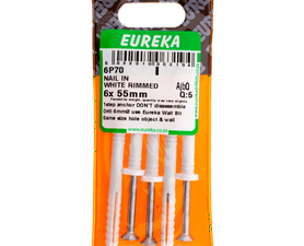 Eureka 6P70 6 x 55 mm Nail In Rimmed White 5 Pack