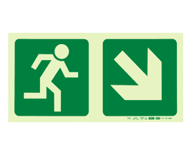 Parrot Products Photoluminescent E13 Running Man and Diagonal Arrow Down and Right Sign Green 190 mm