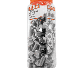 Eureka 50 x Galvanised Hex Screws and Nuts 12 x 25 mm