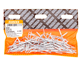 Eureka 100 x Aluminium Open Blind Rivets 3.2 x 15 mm