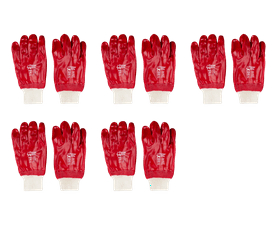 Pioneer Red PVC Coated Knit Wrist Safety Gloves 10 Pack - Chemical ad Abrasion Resistant