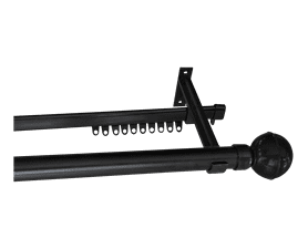 Design House 25 mm Curtain Pole and C-Track Black 2.5m Window Accessorie Set – Steel Curtain Rod with Bracket and Glider