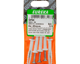 Eureka 6P60 6 x 45 mm Nail In Rimmed White 5 Pack