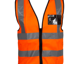 Pioneer Reflective Vest with Zip and ID Pouch Orange Medium