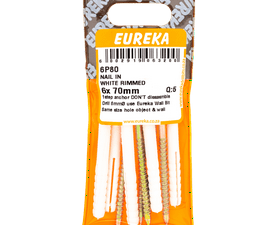 Eureka 6P80 6 x 70 mm Nail In Rimmed White 5 Pack