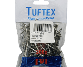 Tuftex GN9600940 Zinc Plated Clout Nails White 40 x 2.8 mm