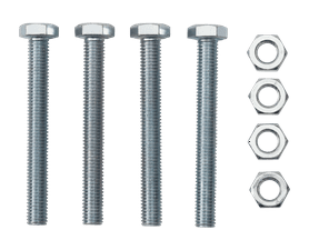 Eureka 12 x 100 mm Galvanised Hex Screw and Nut Set 4 Pack