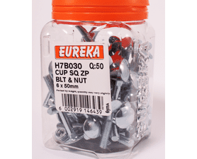 Eureka 6 x 50 mm Cup Square Bolt and Nut 50 Pack