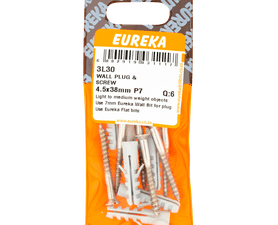 Eureka 3L30 4.5 x 38 mm Wall Plug And Screw 6 Pack