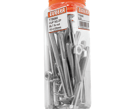 Eureka 20 x Zinc Plated Square Cup Bolts and Nuts 10 x 120 mm