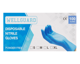 Wellguard 100 x Nirtile Coated Exam Disposable Gloves Blue S