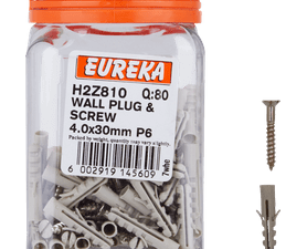 Eureka H2Z810 4.0 x 30 mm Wall Plug and Screw 80 Pack