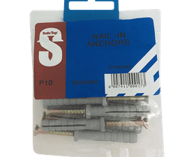 Safe Top 10 x Nail In Anchors 8 x 45 mm