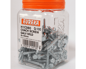 Eureka H1C060 5 x 40 mm Coach Screw Galvanised 100 Pack