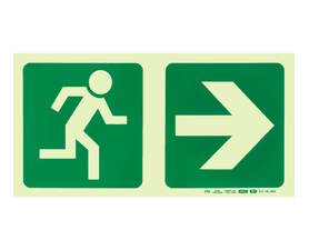 Parrot Products Photoluminescent E1 Running Man and Arrow Right Sign Green 190 mm