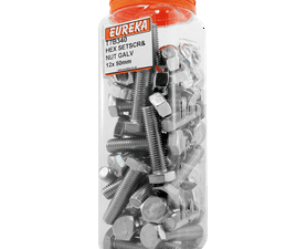 Eureka 35 x Galvanised Hex Screws and Nuts 12 x 50 mm