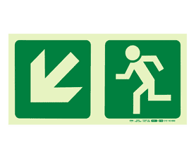 Parrot Products Photoluminescent E14 Diagonal Arrow Down and Left and Running Man Sign Green 190 mm