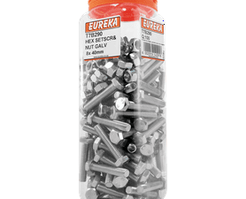 Eureka 100 x Galvanised Hex Screws and Nuts 8 x 40 mm