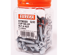 Eureka 6 x 40 mm Cup Square Bolt and Nut 50 Pack