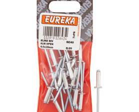 Eureka 20 x Aluminium Open Blind Rivets 4 x 15 mm