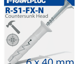 Rawlplug 20 x Nylon Hammer In Fixing Countersunk Head 6 x 40 mm