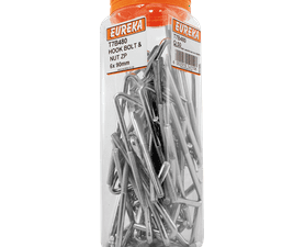 Eureka 50 x Zinc Plated Hook Bolts and Nuts 6 x 90 mm