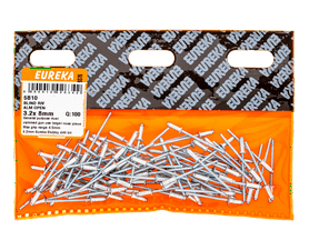 Eureka 100 x Aluminium Open Blind Rivets 3.2 x 8 mm