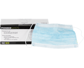 Pioneer 50 x 3 Ply Disposable Face Masks Blue