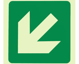 Parrot Products Photoluminescent E30 Diagonal Arrow Down and Left Sign Green 190 mm
