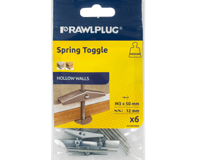 Rawlplug 6 x Spring Toggles and Screws 3 x 50 mm