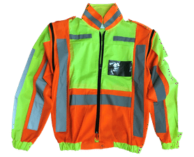 Pioneer Zip Off Sleeve Reflective Jacket Orange and Lime Medium