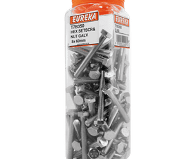 Eureka 60 x Galvanised Hex Screws and Nuts 8 x 60 mm