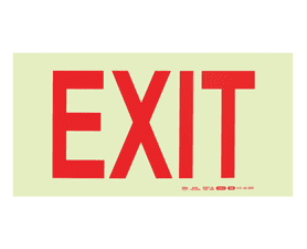 Parrot Products Photoluminescent E6 Exit Sign Red 190 mm
