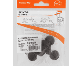 Safe Top Glides Plastic and Felt With Nail White 24 mm x 8 Pads