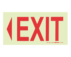Parrot Products Photoluminescent E5 Arrow Left and Exit Sign Red 190 mm