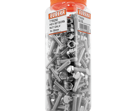 Eureka 130 x Galvanised Hex Screws and Nuts 8 x 30 mm