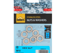 Build and Fix 6 x M10 Stainless Steel Hex Nuts