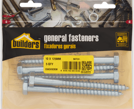 Build and Fix 5 x Coach Screws 10 x 125 mm
