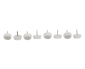 Safe Top Glides Plastic and Felt With Nail White 20 mm x 8 Pads