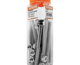 Eureka 15 x Galvanised Hex Screws and Nuts 12 x 125 mm