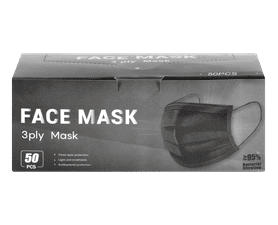 Pioneer 50 x 3 Ply Disposable Face Masks Black