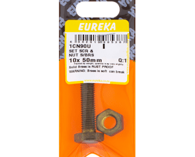 Eureka Set Screws and Nuts Solid Brass 10 x 50 mm