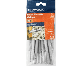 Rawlplug 12 x Nylon Hammer In Fixing Countersunk Head 8 x 80 mm