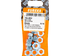 Eureka 8 mm Galvanised Hex Nuts 15 Pack