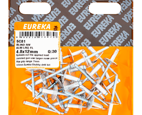Eureka 30 x Large Aluminium Blind Rivets 4.8 x 12 mm