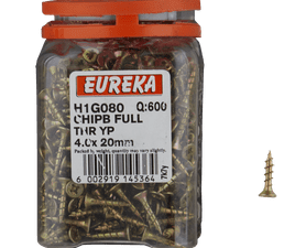 Eureka H1G080 4.0 x 20 mm Chipboard Screw Full 600 Pack