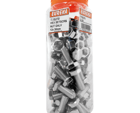 Eureka 50 x Galvanised Hex Screws and Nuts 12 x 30 mm