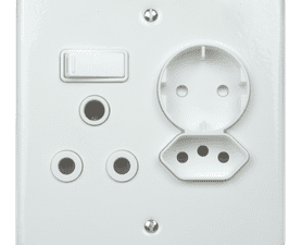 Lesco 16 A Single Socket and Shucko Plug White 100 x 100 mm